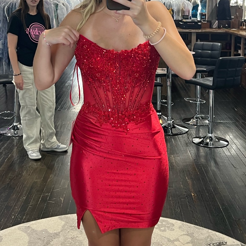 Elegant Red Strapless Dress